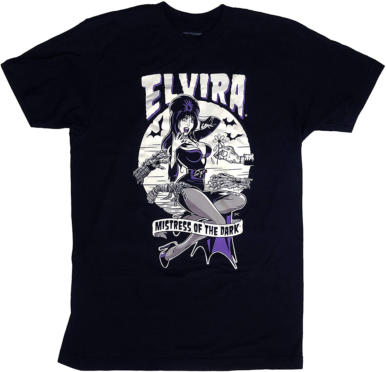 Elvira Monster Hands Mens Black T-Shirt - Gothic Halloween Horror Punk Pin-Up Goth 70s 80s 90s
