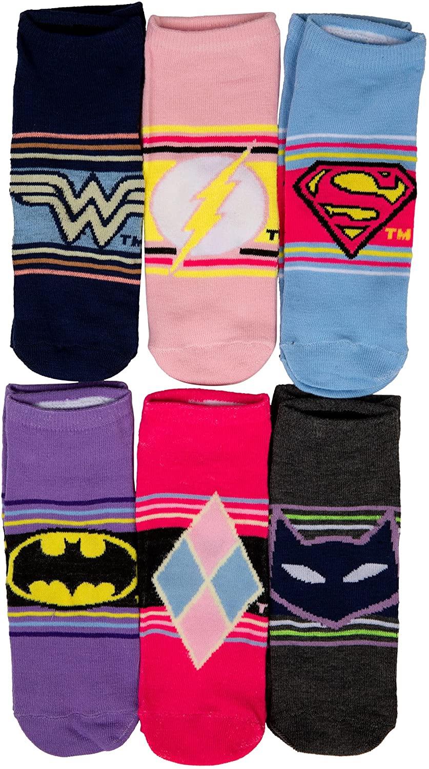 DC Comics Heroine Logos and Symbols Women's 6-Pack of Ankle Socks