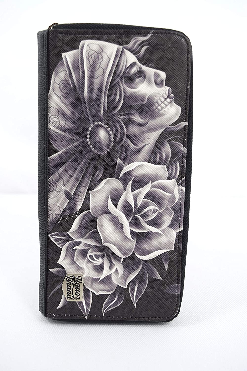 Liquor brand Gypsy Fortune Sugar Skull zip around clutch Wallet