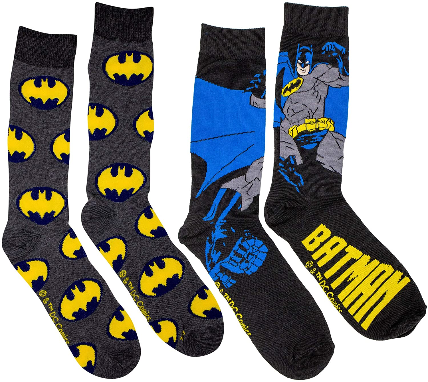 Batman Action Pose and Symbols 2-Pack Crew Socks