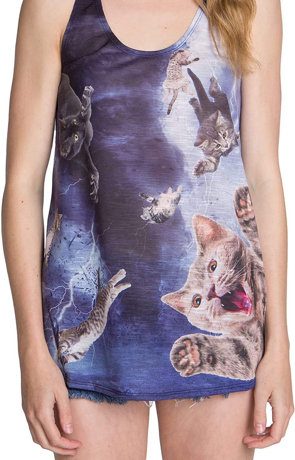 Ragstock Women's Graphic Tank Top (Small, Lightning_Cats)