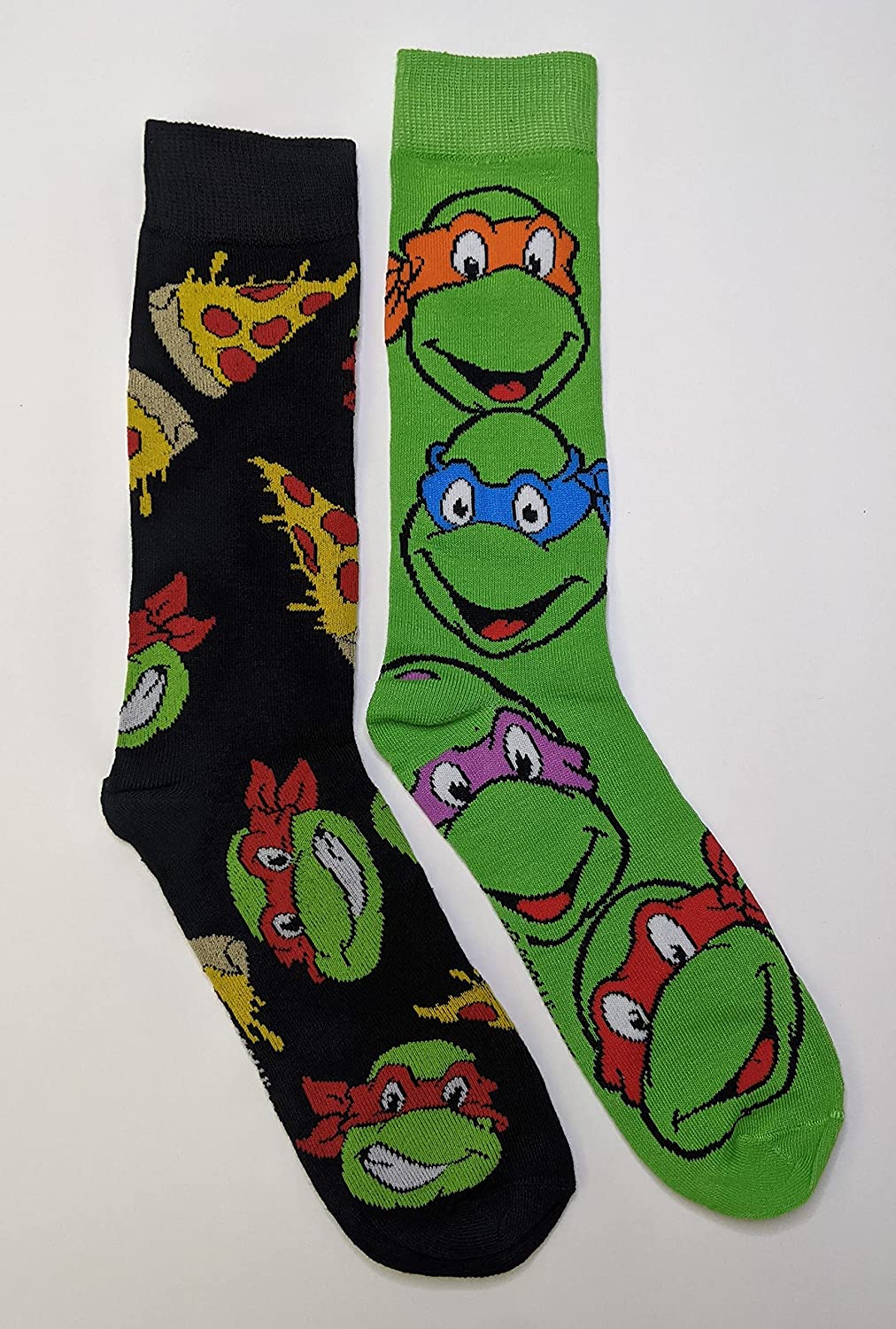 Nickelodeon Teenage Mutant Ninja Turtles Pizza Men's Crew Socks Two Pair Pack