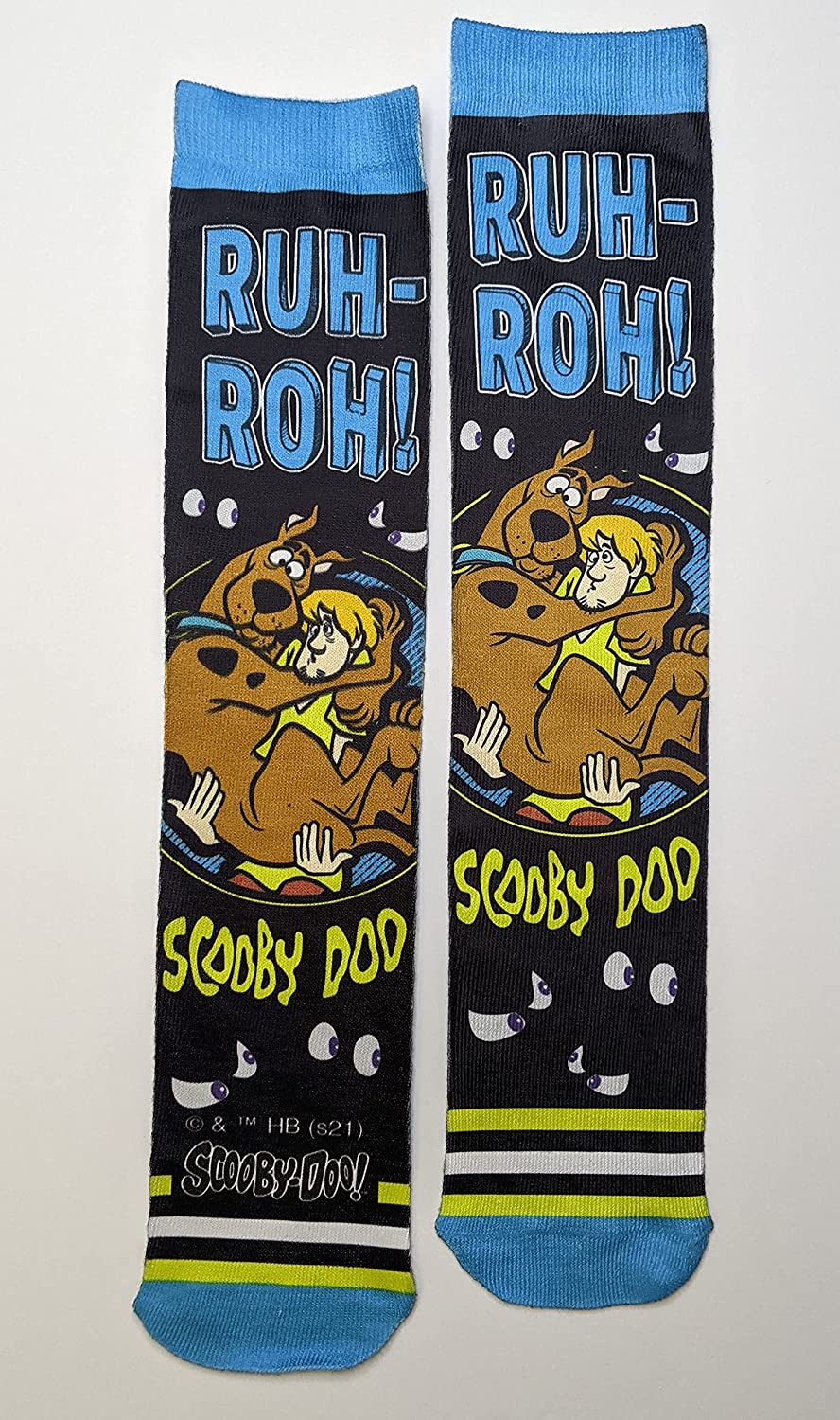 Scooby-Doo Ruh-Roh and Shaggy Sublimated Men's Crew Socks Two Pair Pack