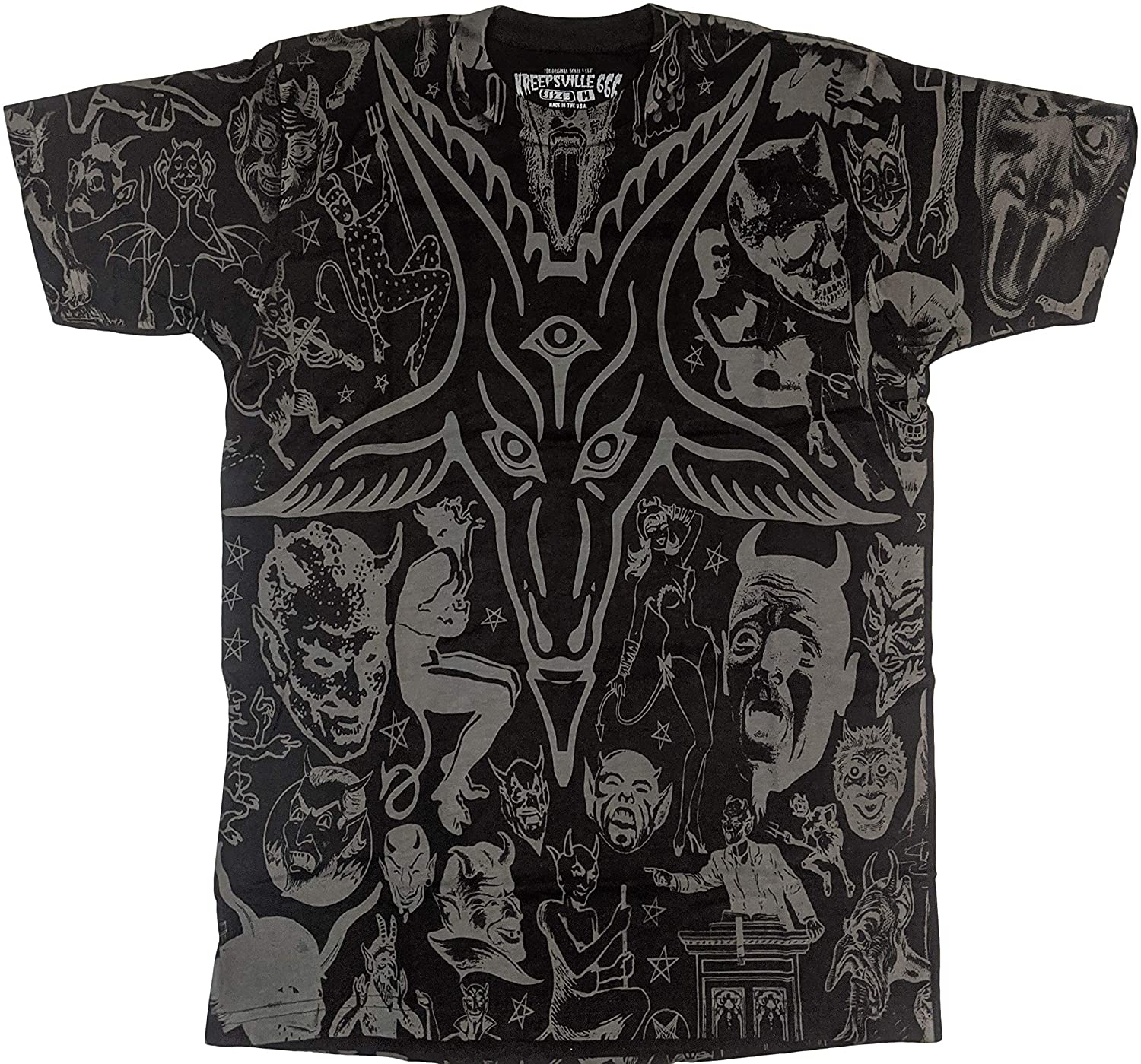Baphomet Men’s T-Shirt Goat Head Devil Satanic Goth Punk Pentagram Tee