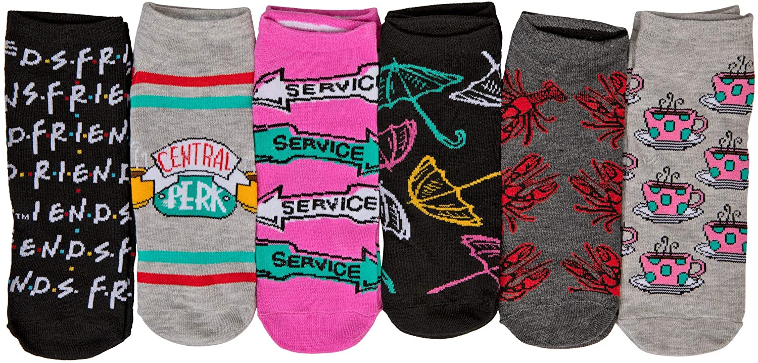 Hyp Friends TV Show Central Perk Icons Juniors/Womens 6 Pack Ankle Socks