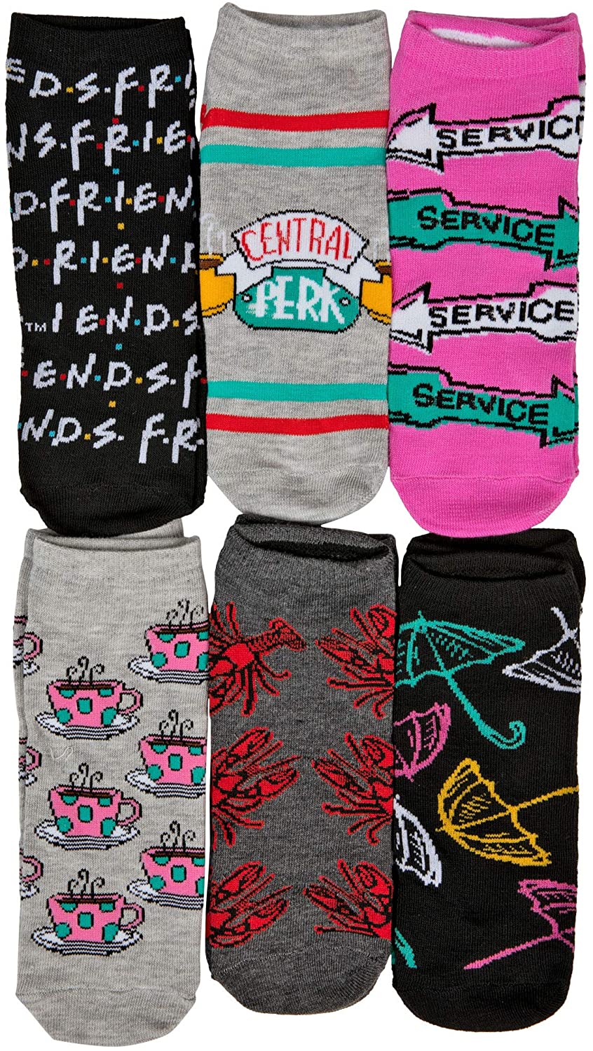 Hyp Friends TV Show Central Perk Icons Juniors/Womens 6 Pack Ankle Socks