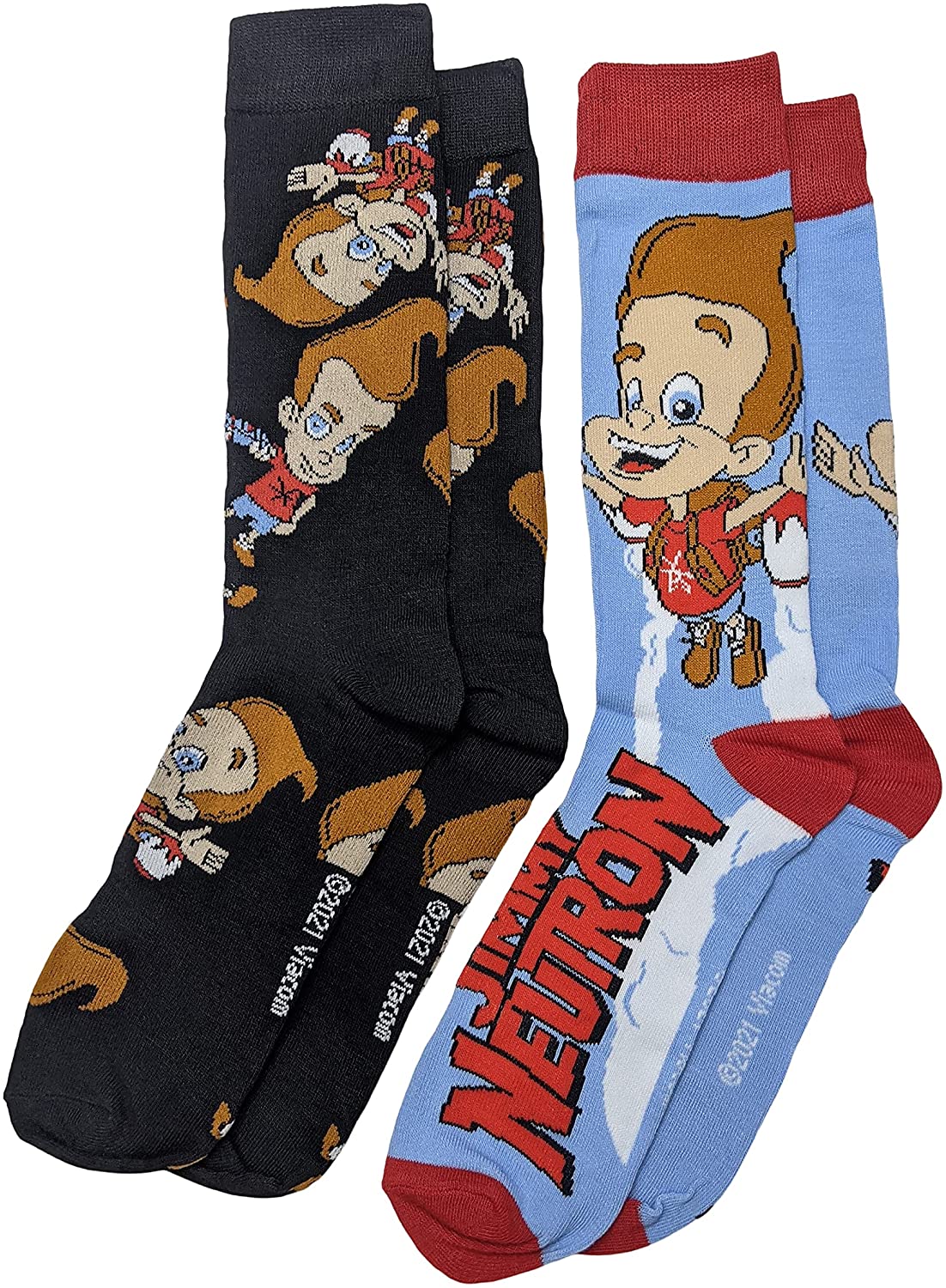 Nickelodeon Jimmy Neutron Boy Genius Men's Crew Socks Two Pair Pack