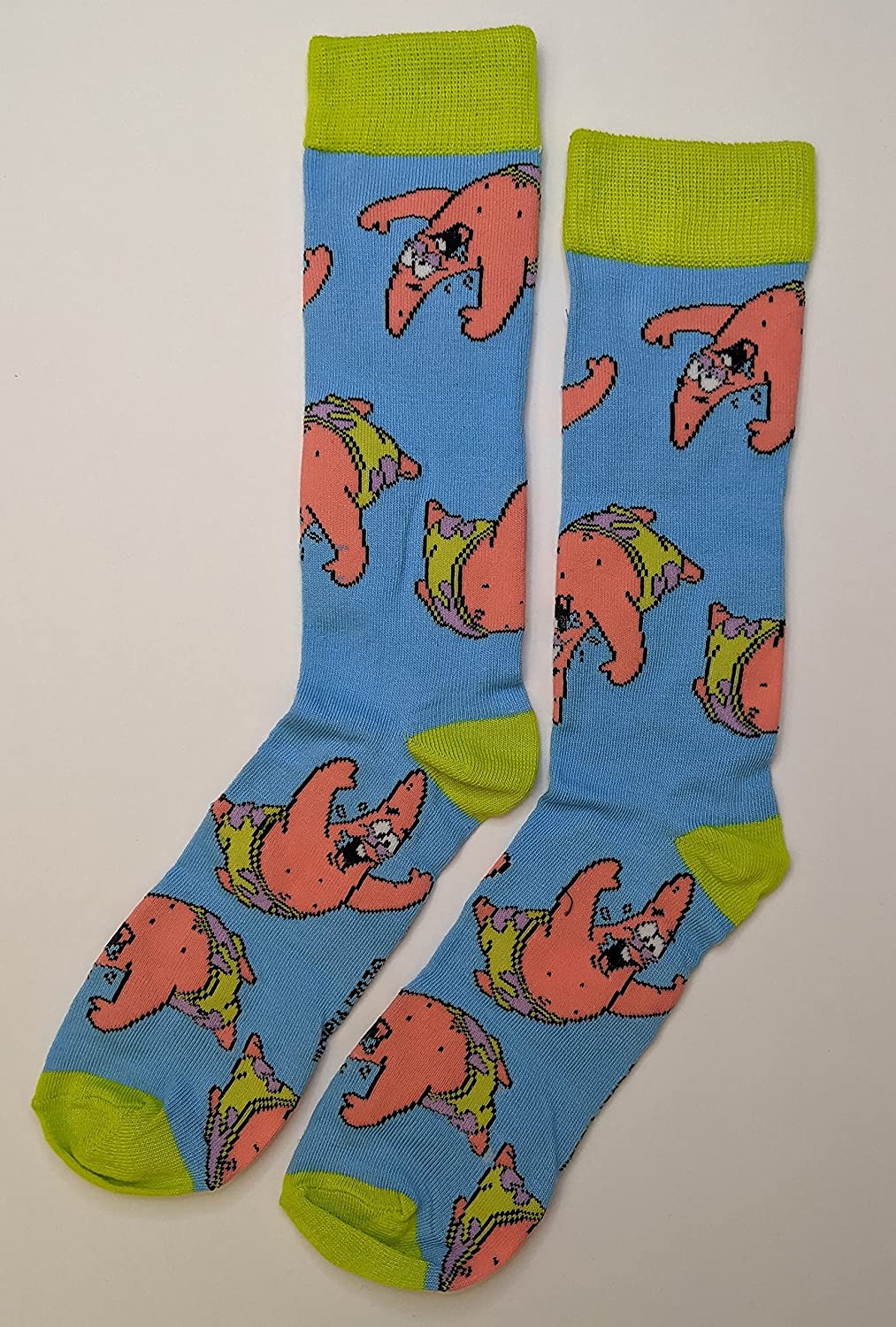 Nickelodeon Striped SpongeBob and Patrick Star Men's Crew Socks Two Pair Pack