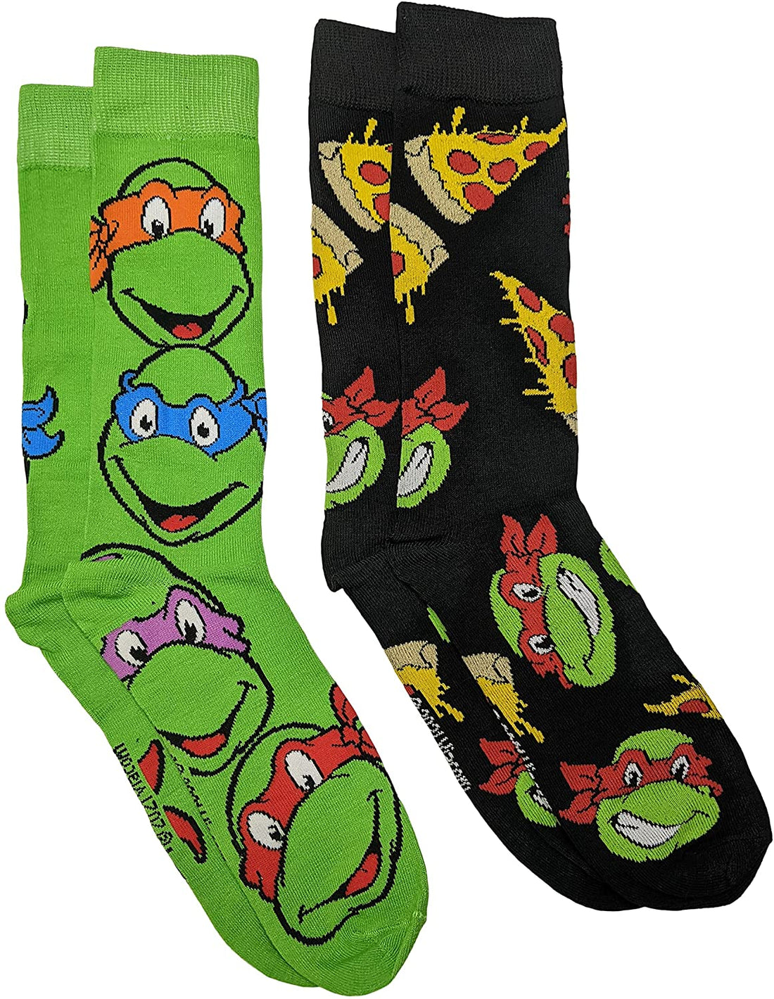 Nickelodeon Teenage Mutant Ninja Turtles Pizza Men's Crew Socks Two Pair Pack