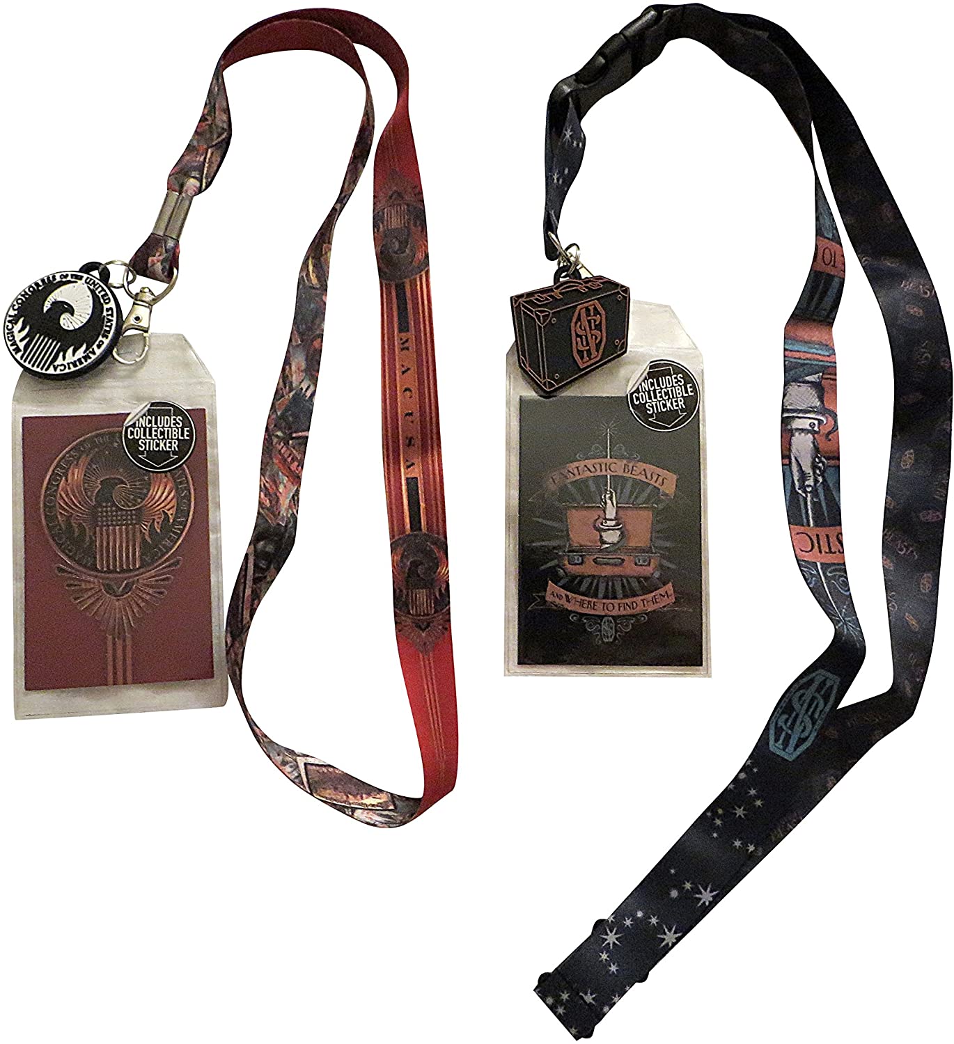 Fantastic Beasts Newt Scamander and MACUSA ID Badge Holders Bundle of 2 Lanyard Keychains