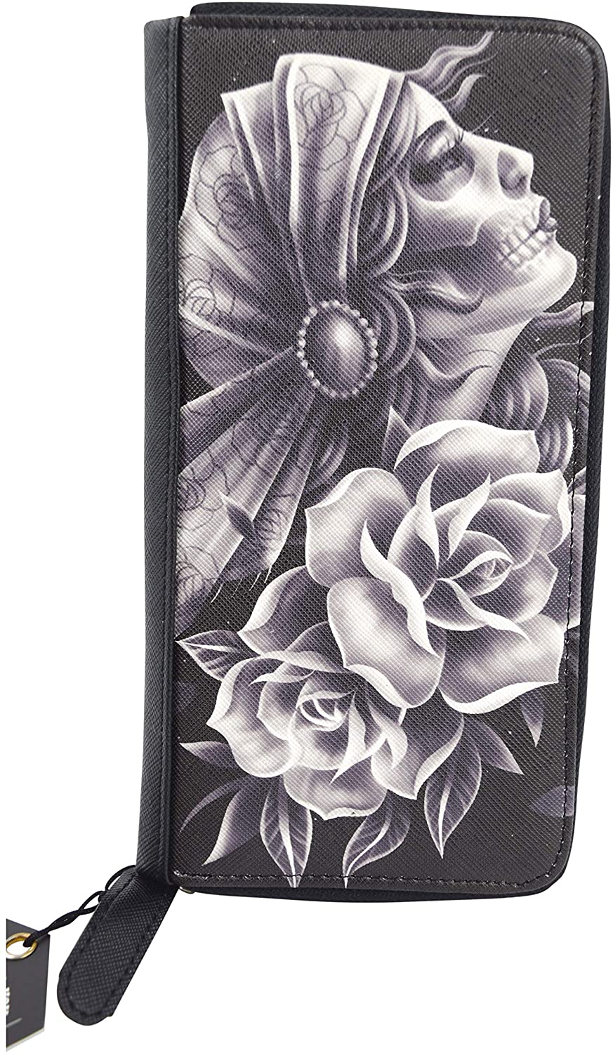 Liquor brand Gypsy Fortune Sugar Skull zip around clutch Wallet