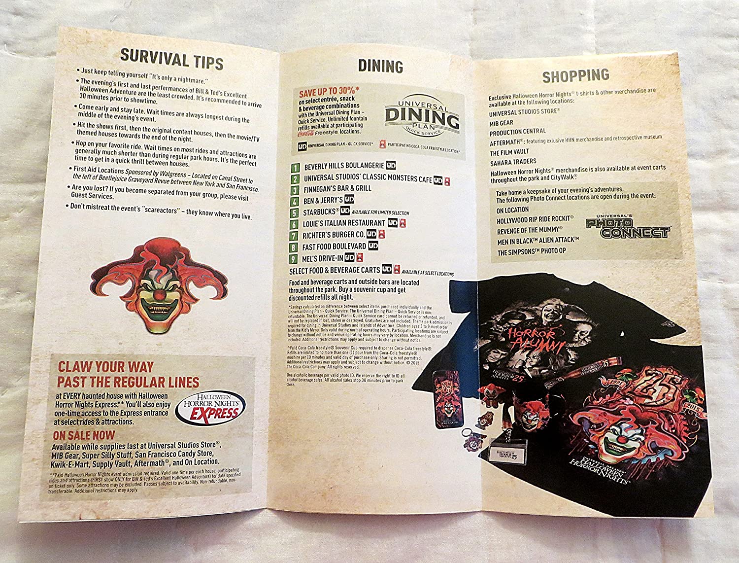Halloween Horror Nights 25 Map Set of 3 Universal Studios 2015