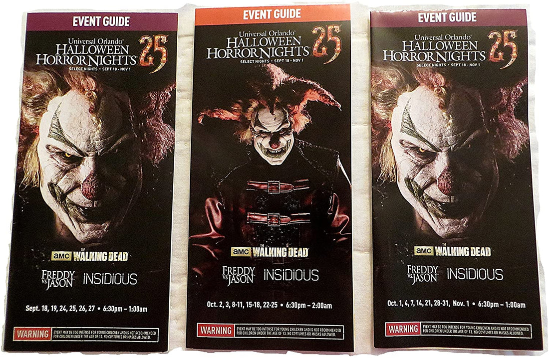 Halloween Horror Nights 25 Map Set of 3 Universal Studios 2015