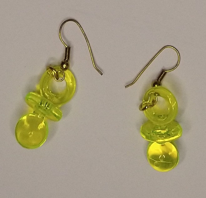 Pacifier Earrings - Great 80s or 90s fashion accessory to complete your costume look.