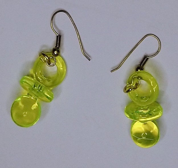 Pacifier Earrings - Great 80s or 90s fashion accessory to complete your costume look.