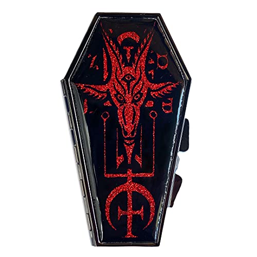 Baphomet Satanic Red Glitter Coffin Compact
